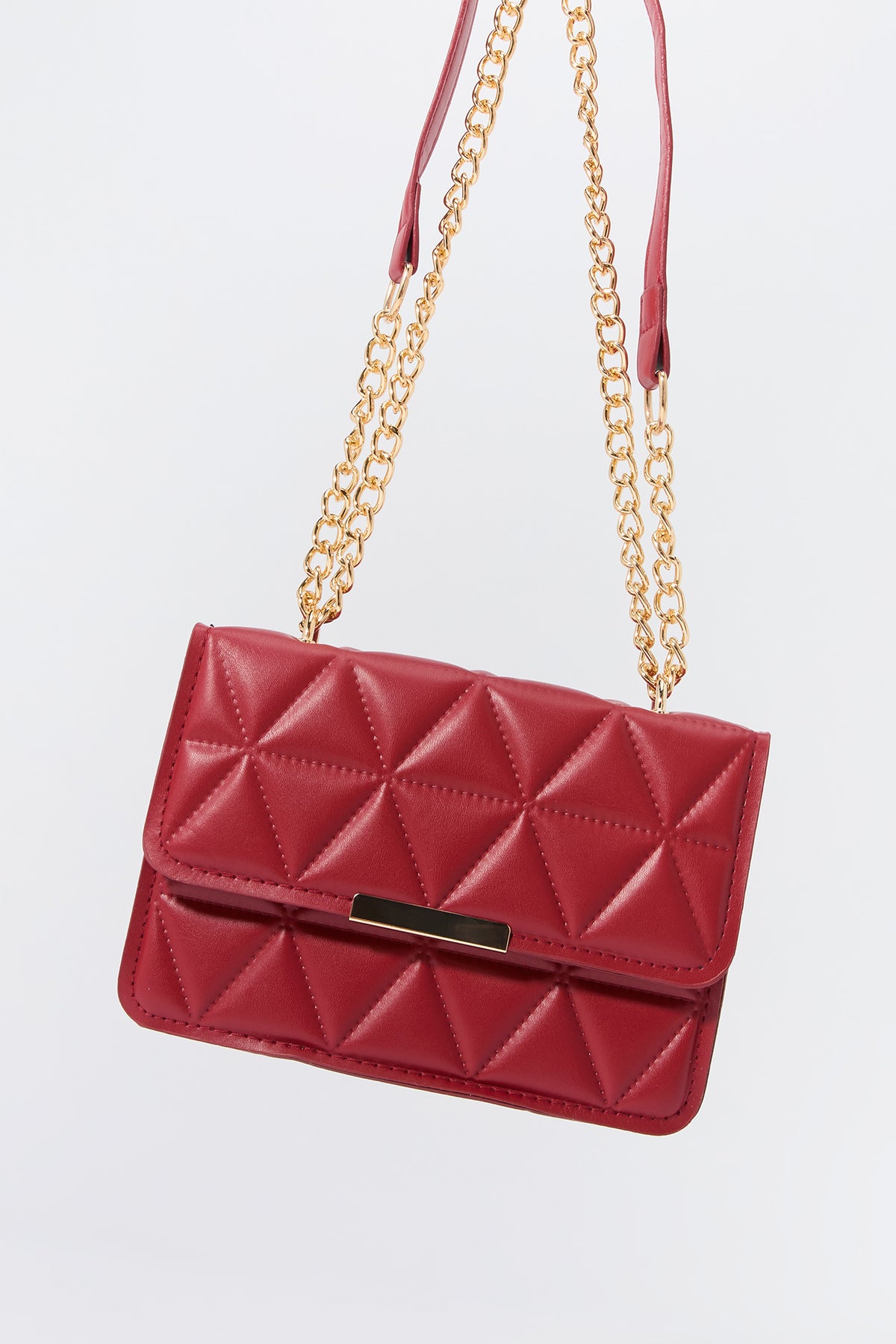 Faux Leather Quilted Crossbody Bag