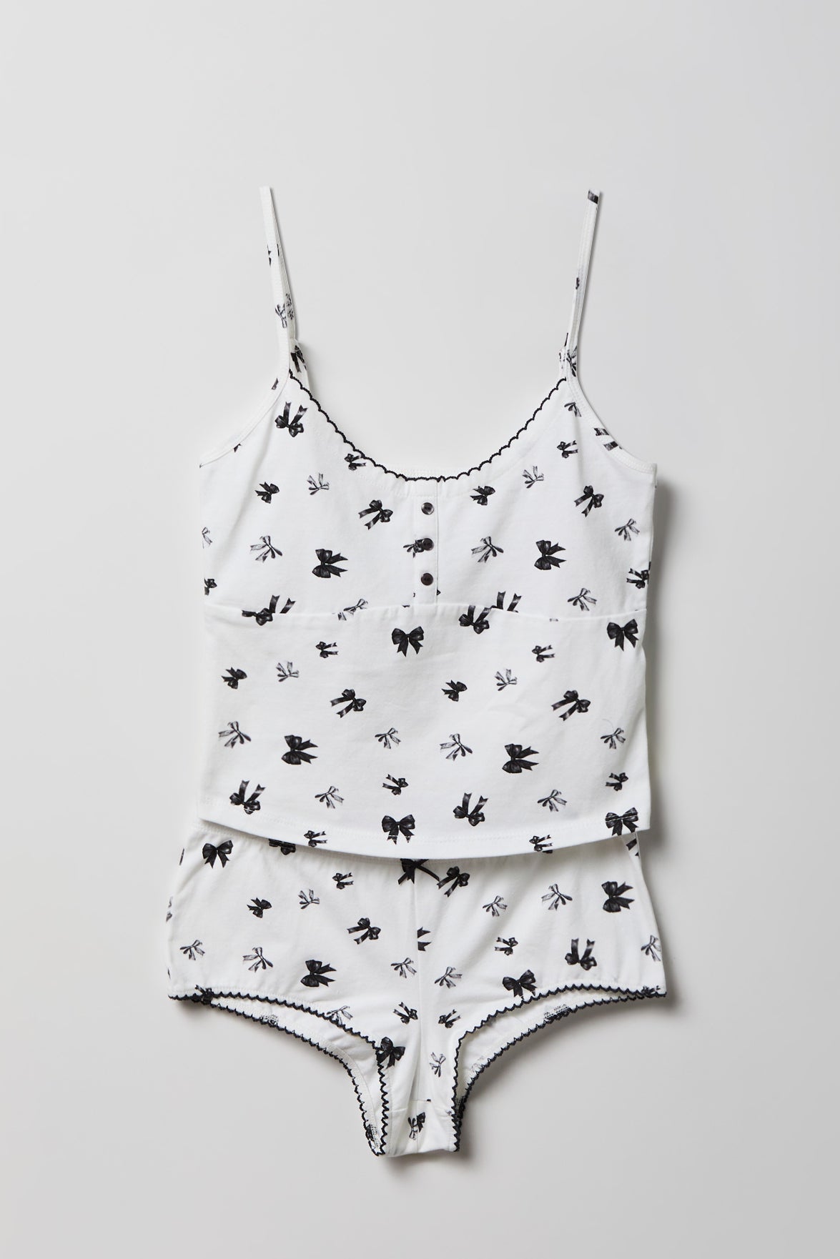 Printed Tank & Boy Short Pajama Set - White