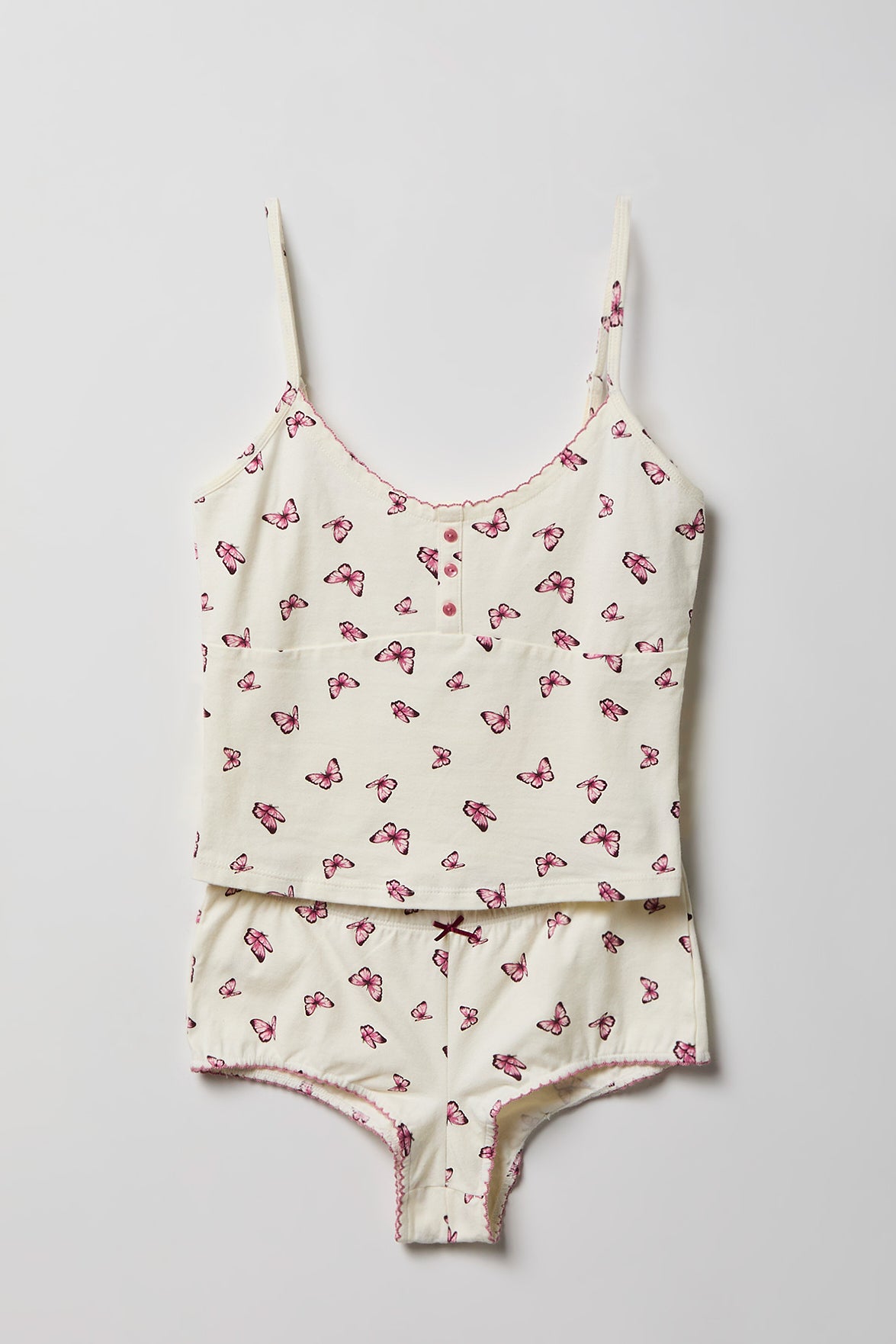 Printed Tank & Boy Short Pajama Set - Ivory