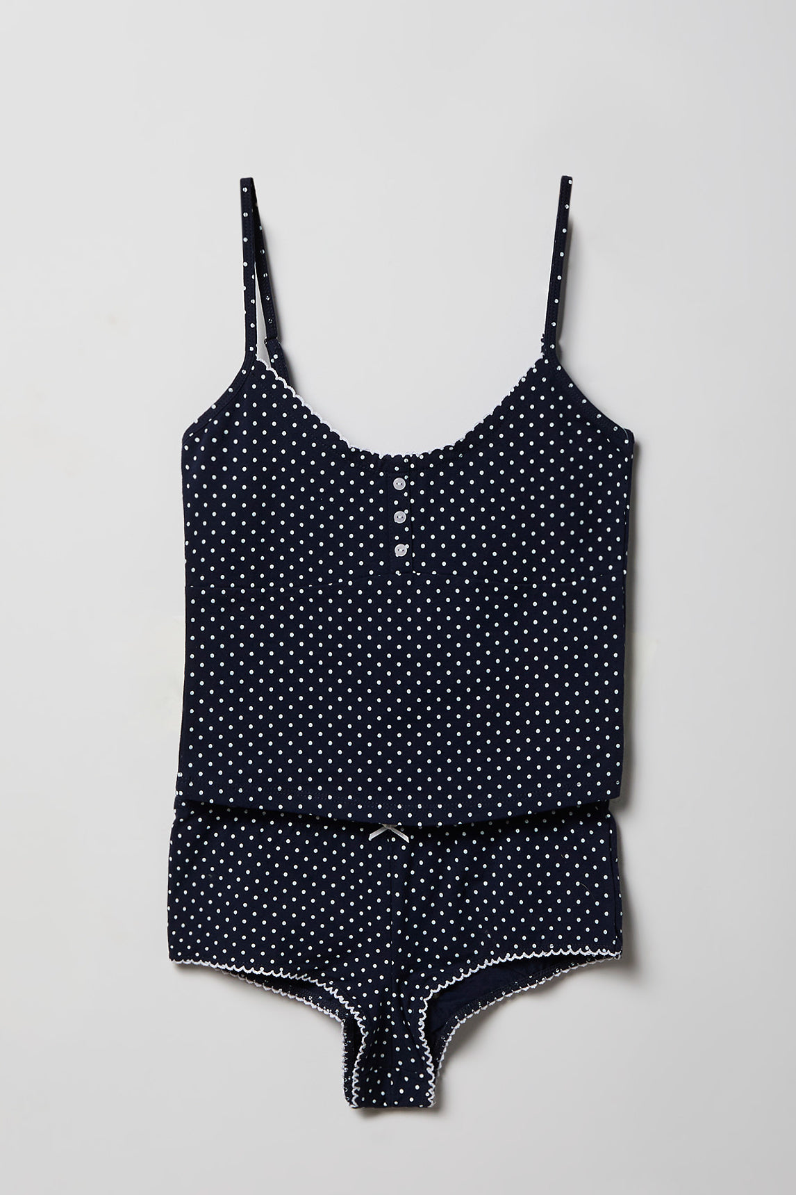 Printed Tank & Boy Short Pajama Set - Navy