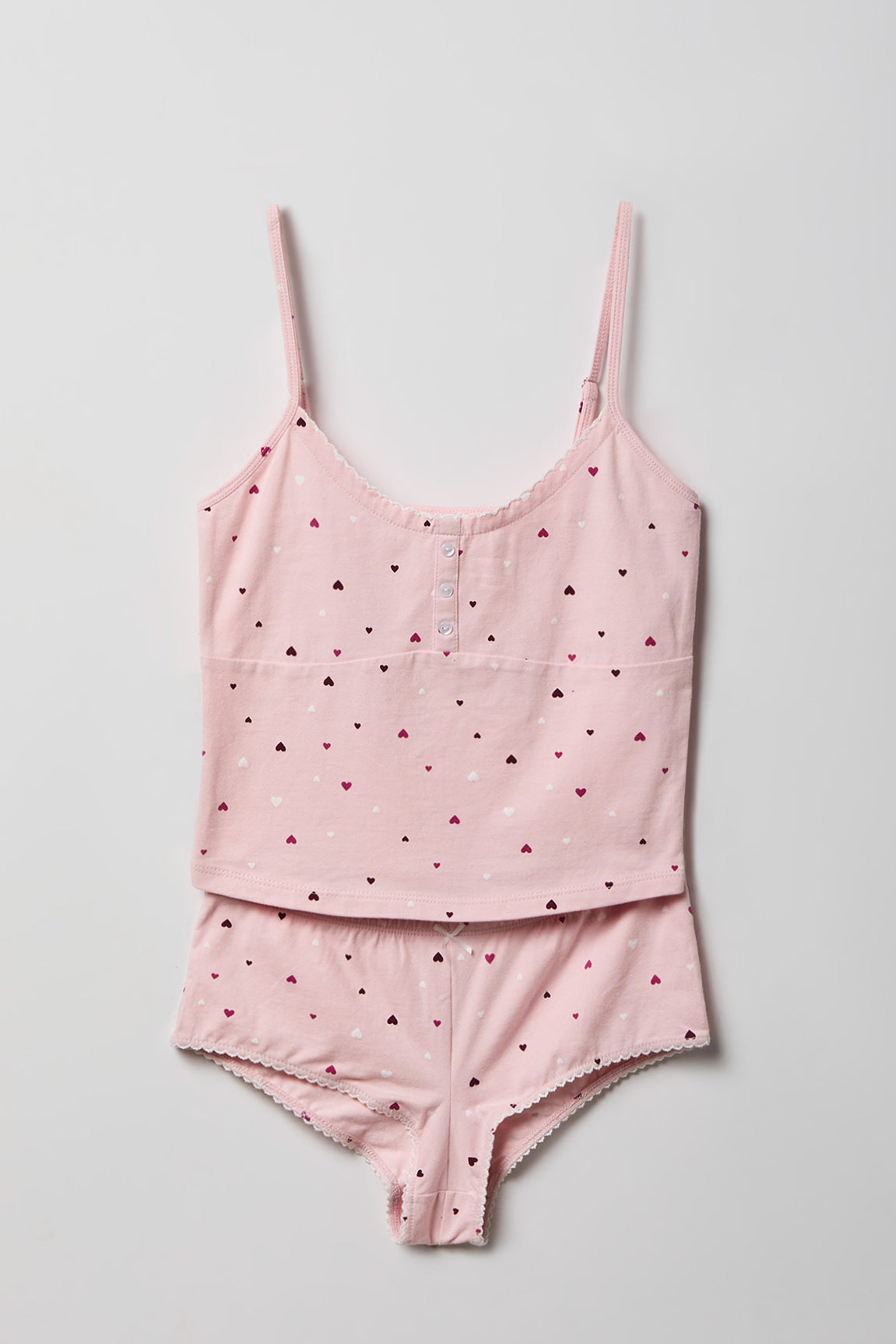 Printed Tank & Boy Short Pajama Set - Light Pink