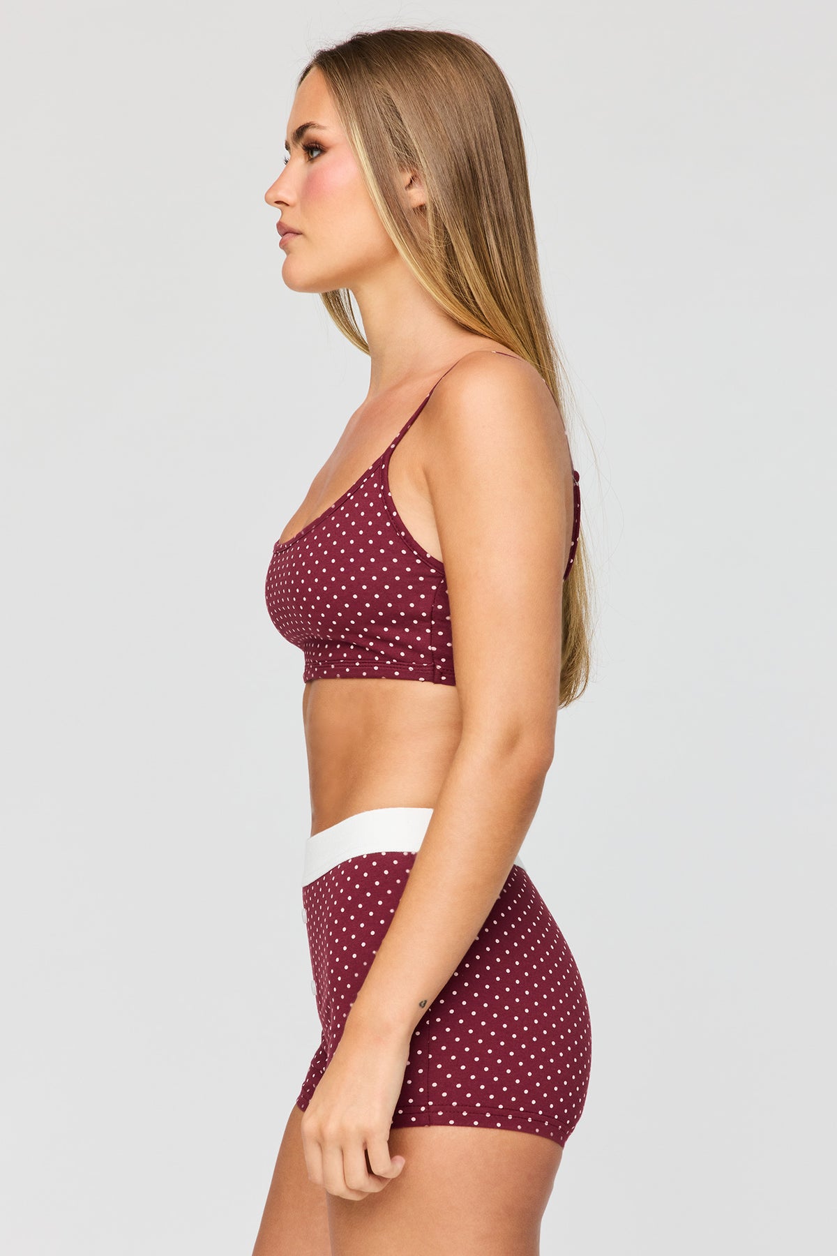 Alt View 2. Scoop Neck Tank & Boxer Short Pajama Set - Burgundy