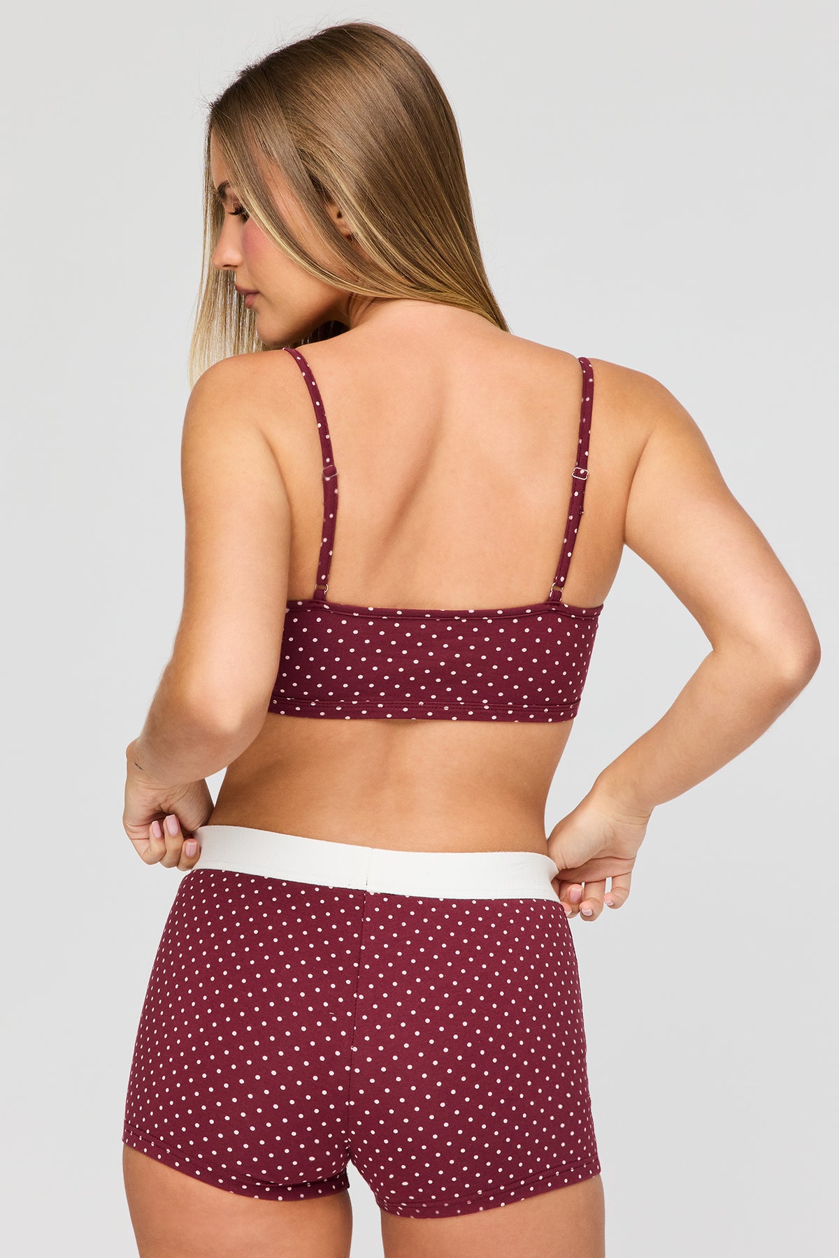 Alt View 3. Scoop Neck Tank & Boxer Short Pajama Set - Burgundy