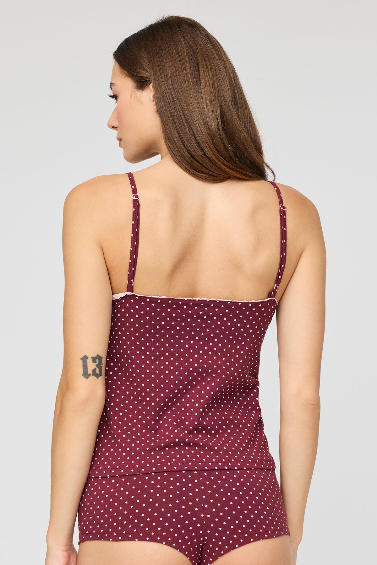 Alt View 3. Babydoll Tank & Boy Short Set - Burgundy