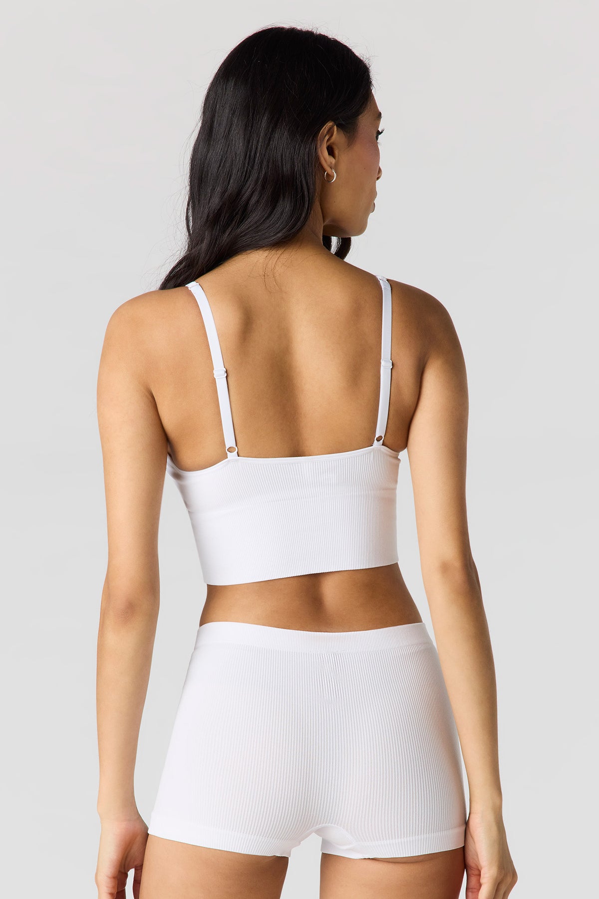 Alt View 3. Seamless Ribbed Padded Bralette - White