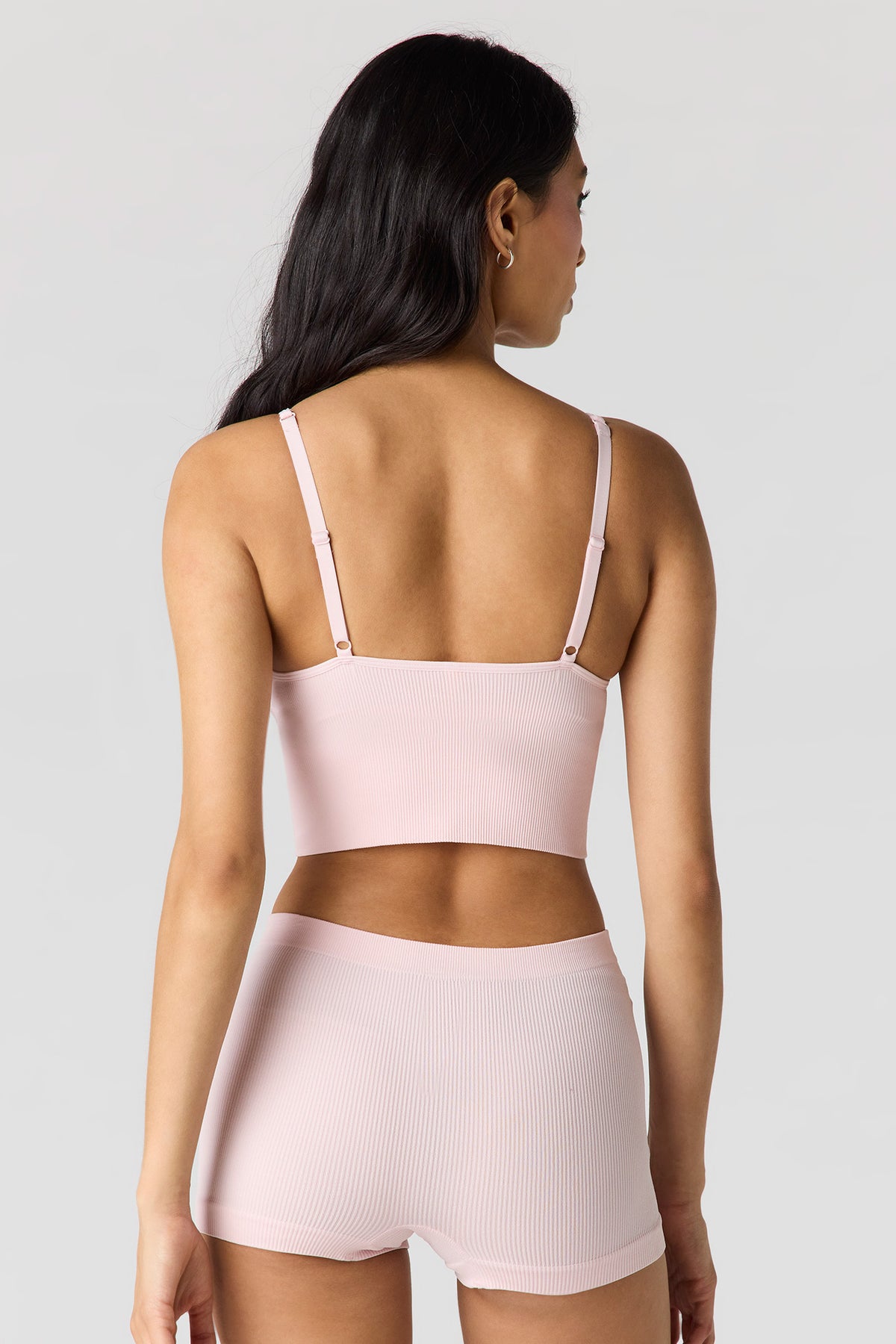 Alt View 3. Seamless Ribbed Padded Bralette - Light Pink