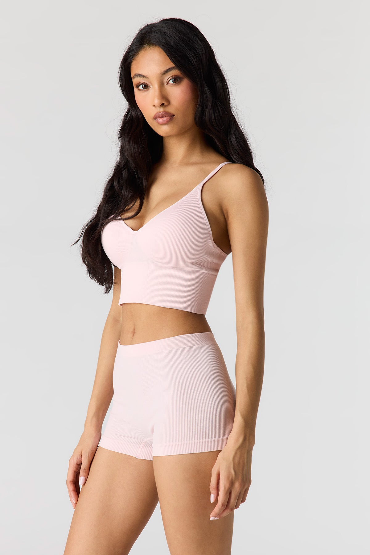 Alt View 2. Seamless Ribbed Boy Short (2 Pack) - Light Pink