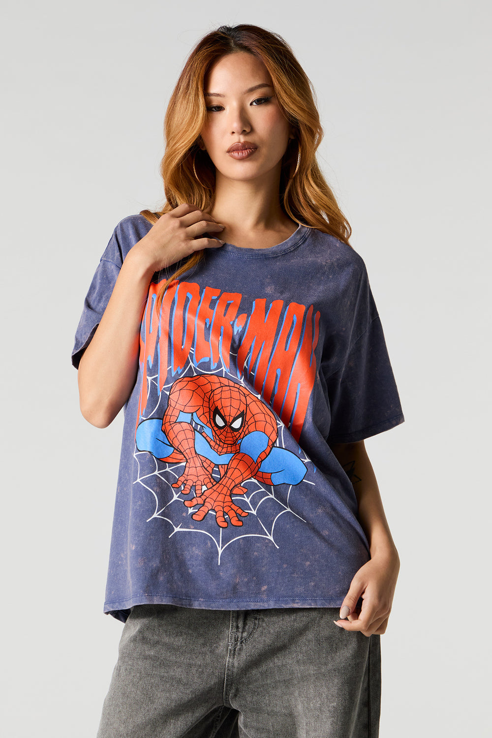 Spider-Man Graphic Washed Boyfriend T-Shirt Spider-Man Graphic Washed Boyfriend T-Shirt 1