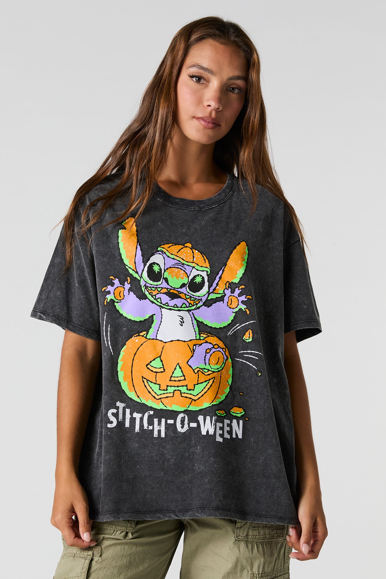 Stich-O-Ween Graphic Washed Boyfriend T-Shirt