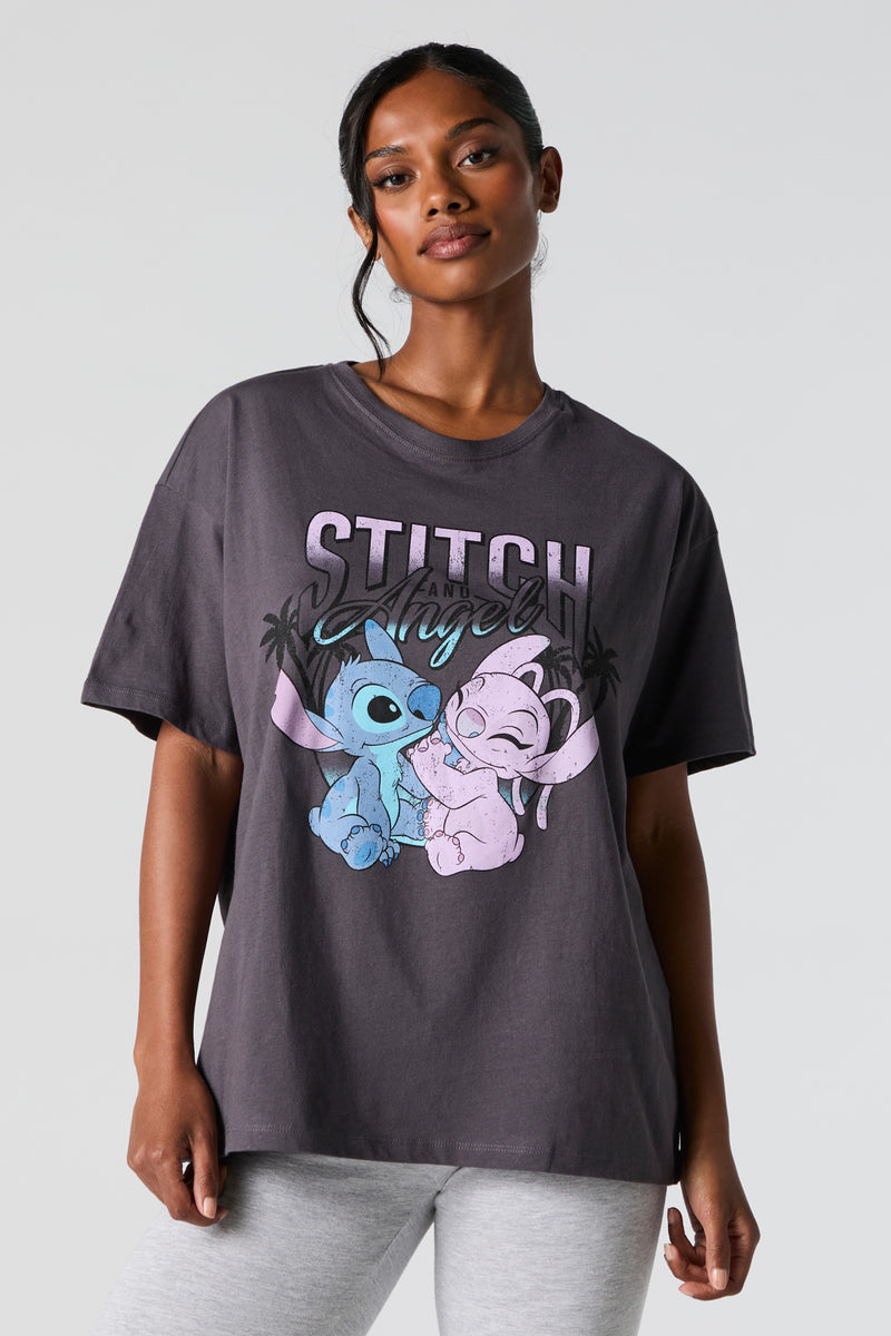 Stitch and Angel Graphic Boyfriend T-Shirt