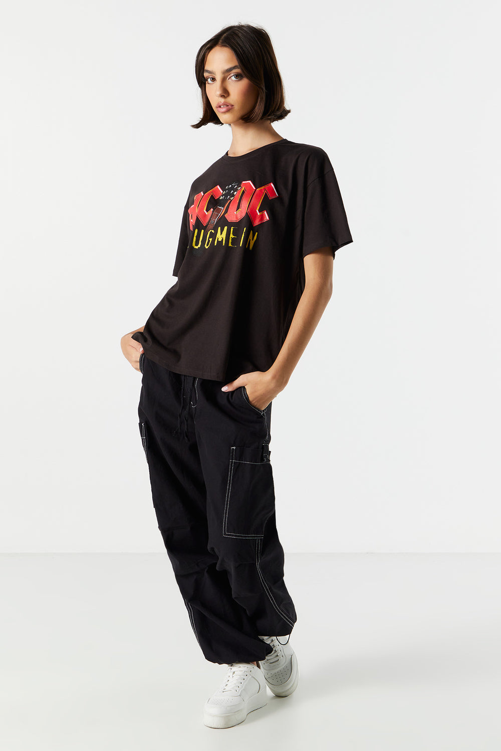 Black ACDC Graphic Boyfriend T-Shirt Black ACDC Graphic Boyfriend T-Shirt 3