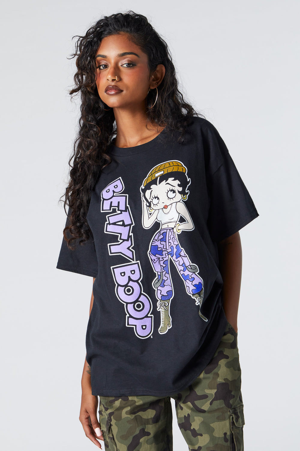 Betty Boop Graphic Boyfriend T-Shirt Betty Boop Graphic Boyfriend T-Shirt 1