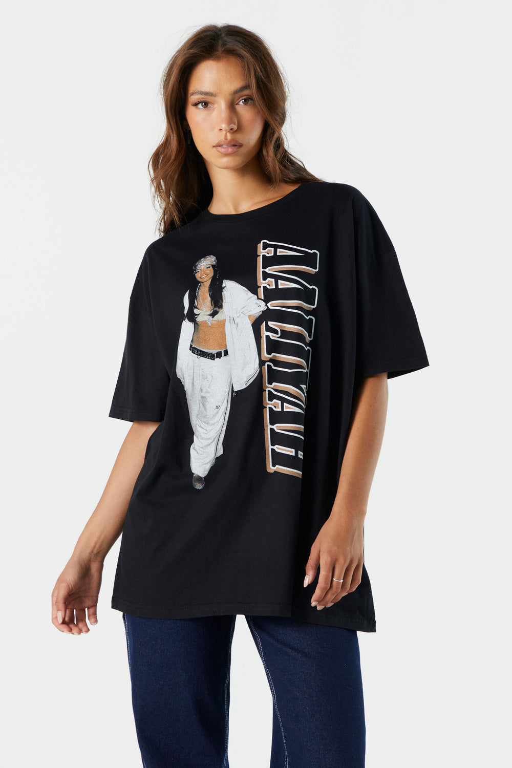 Aaliyah Graphic Boyfriend T-Shirt Aaliyah Graphic Boyfriend T-Shirt 2