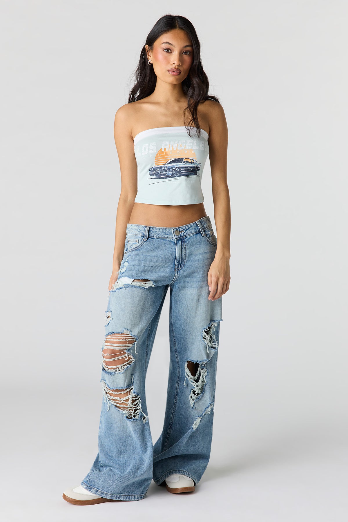 Alt View 3. Contrast Graphic Tube Top - Aqua