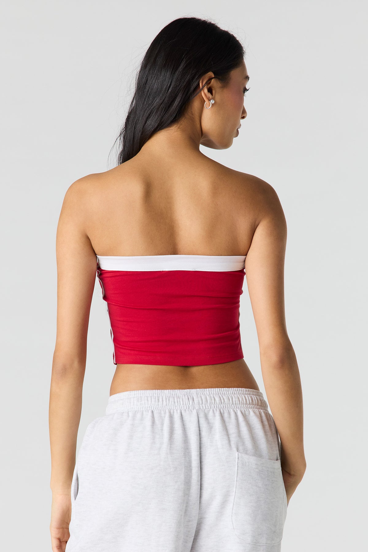 Alt View 2. Contrast Graphic Tube Top - Red