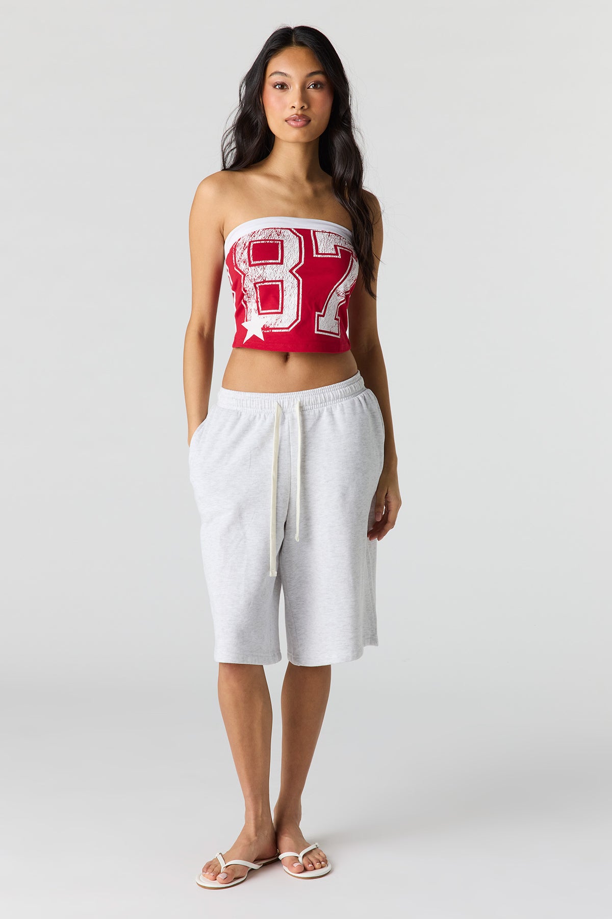Alt View 3. Contrast Graphic Tube Top - Red