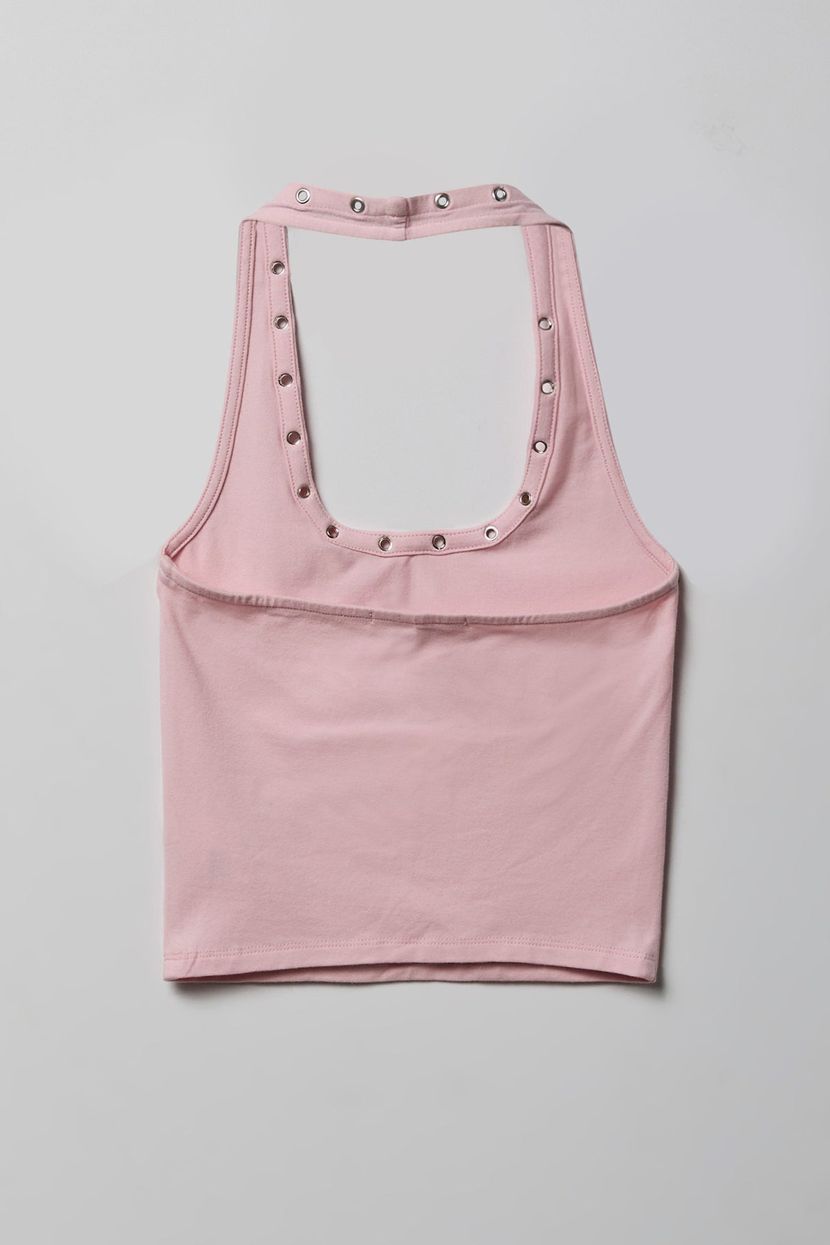 Alt View 5. Graphic Grommet Trim Halter Top - Light Pink