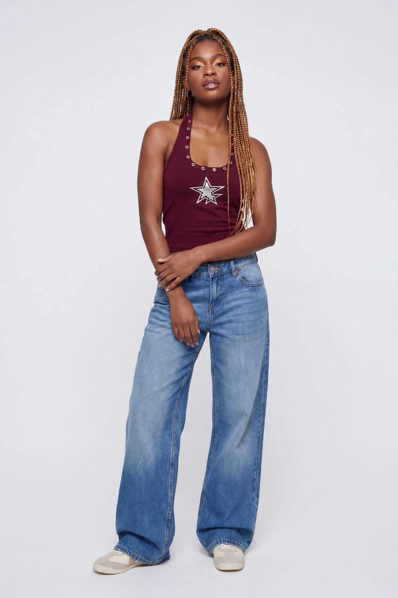 Graphic Grommet Trim Halter Top – Charlotte Russe