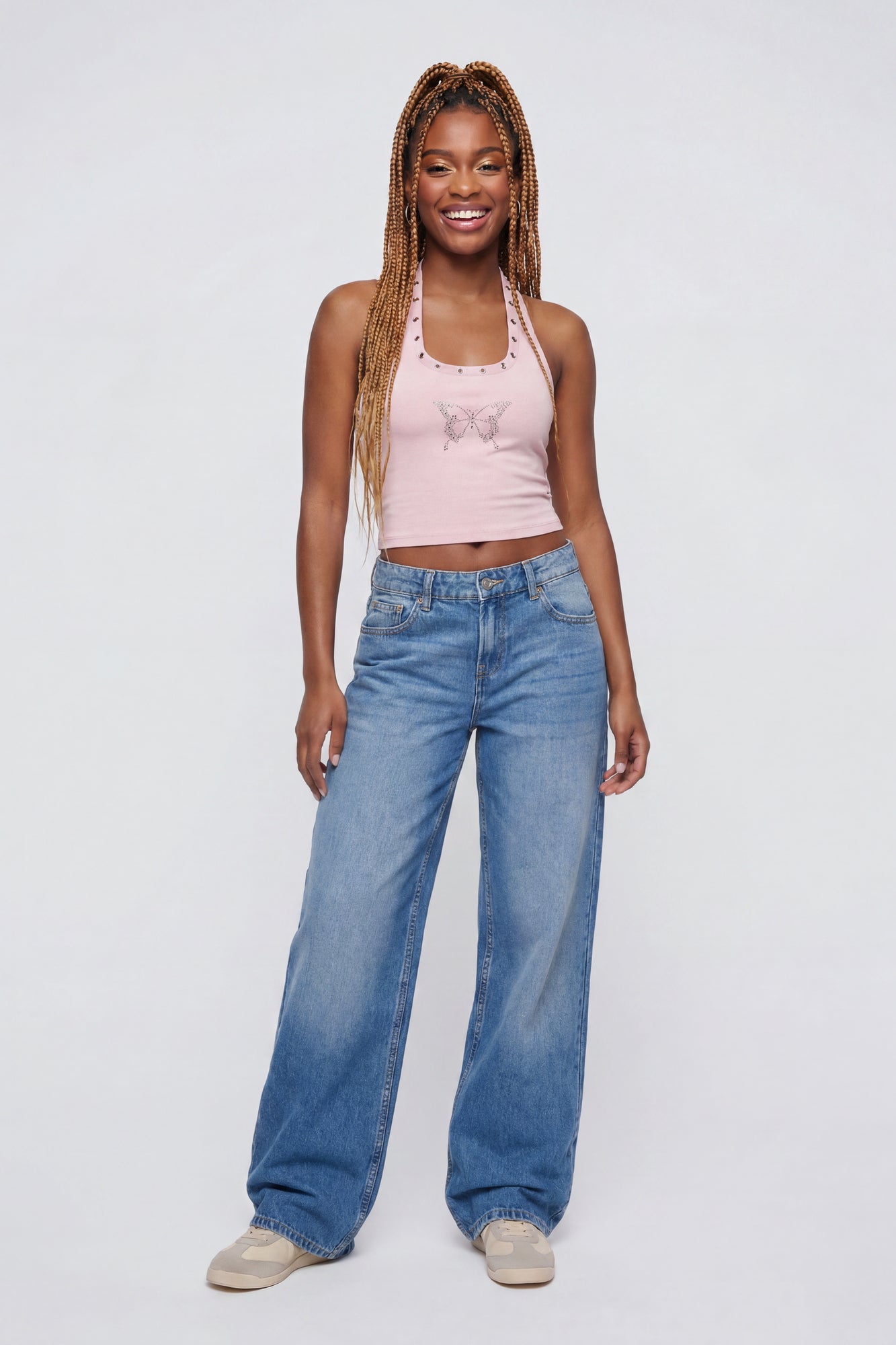 Graphic Grommet Trim Halter Top – Charlotte Russe