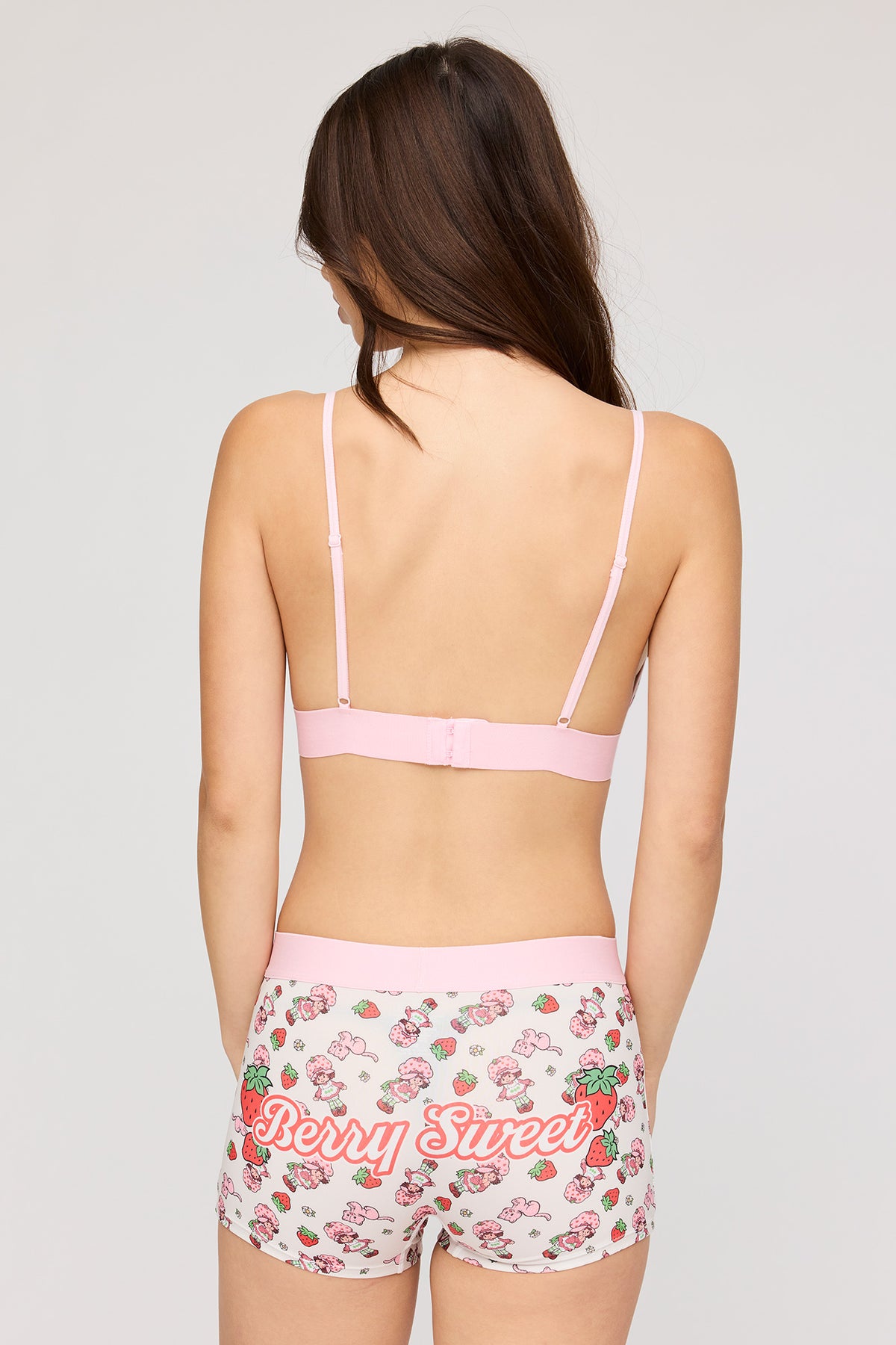 Alt View 2. Strawberry Shortcake Triangle Bra & Boy Short Set - Ivory