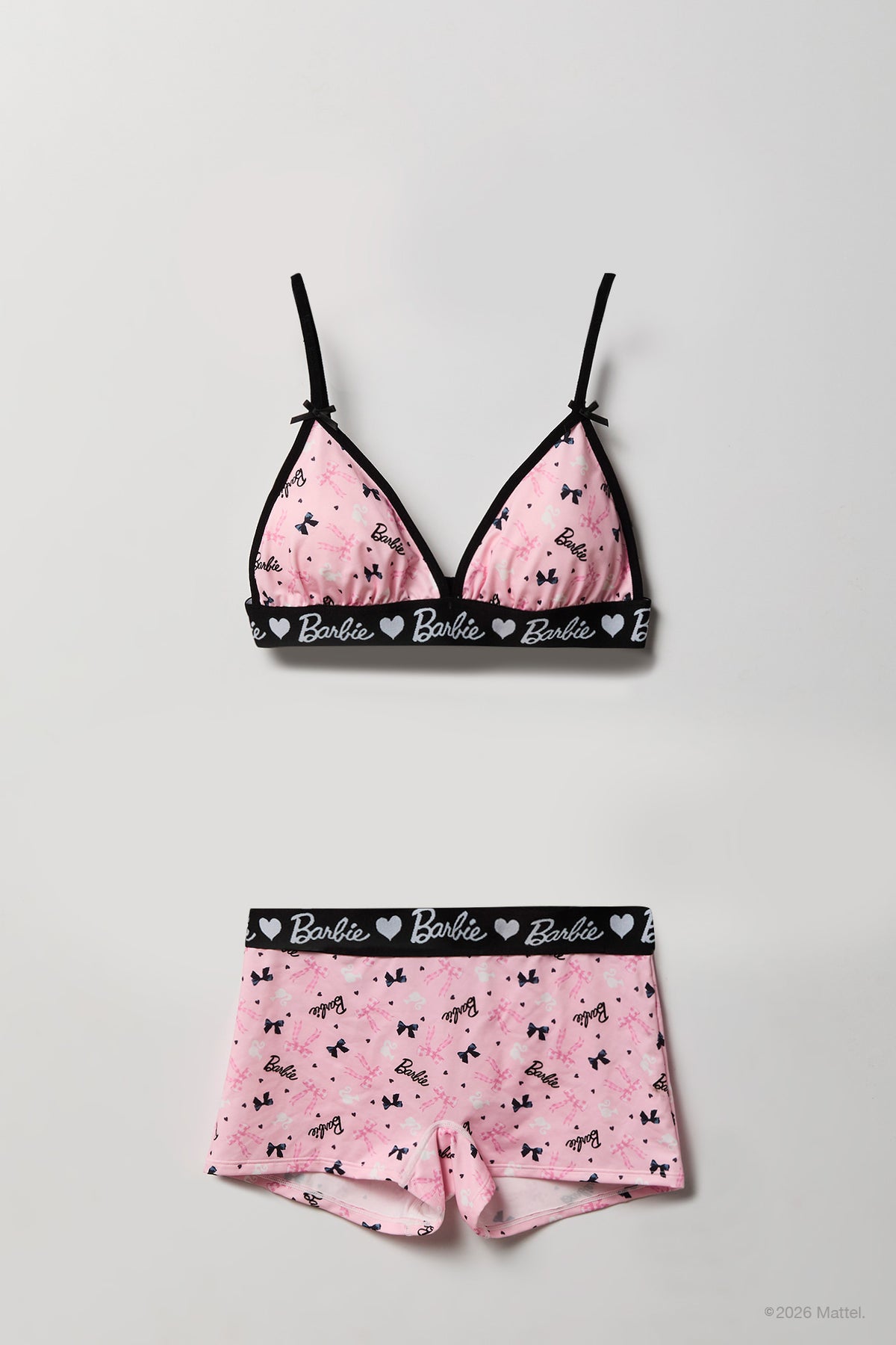 Barbie Triangle Bra & Boy Short Set - Light Pink