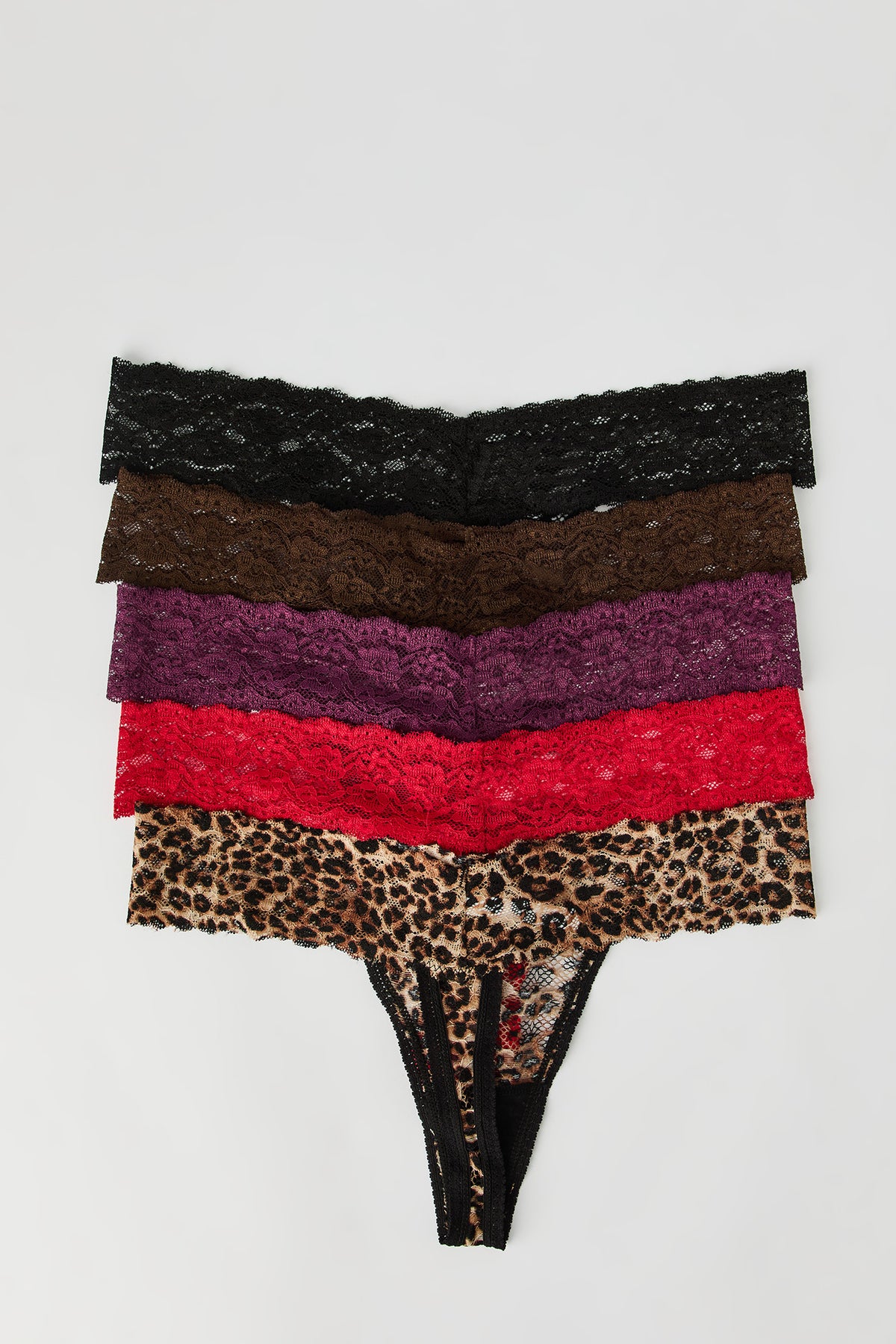 Alt View 5. Playboy Lace Thong Panty (5 Pack) - Black