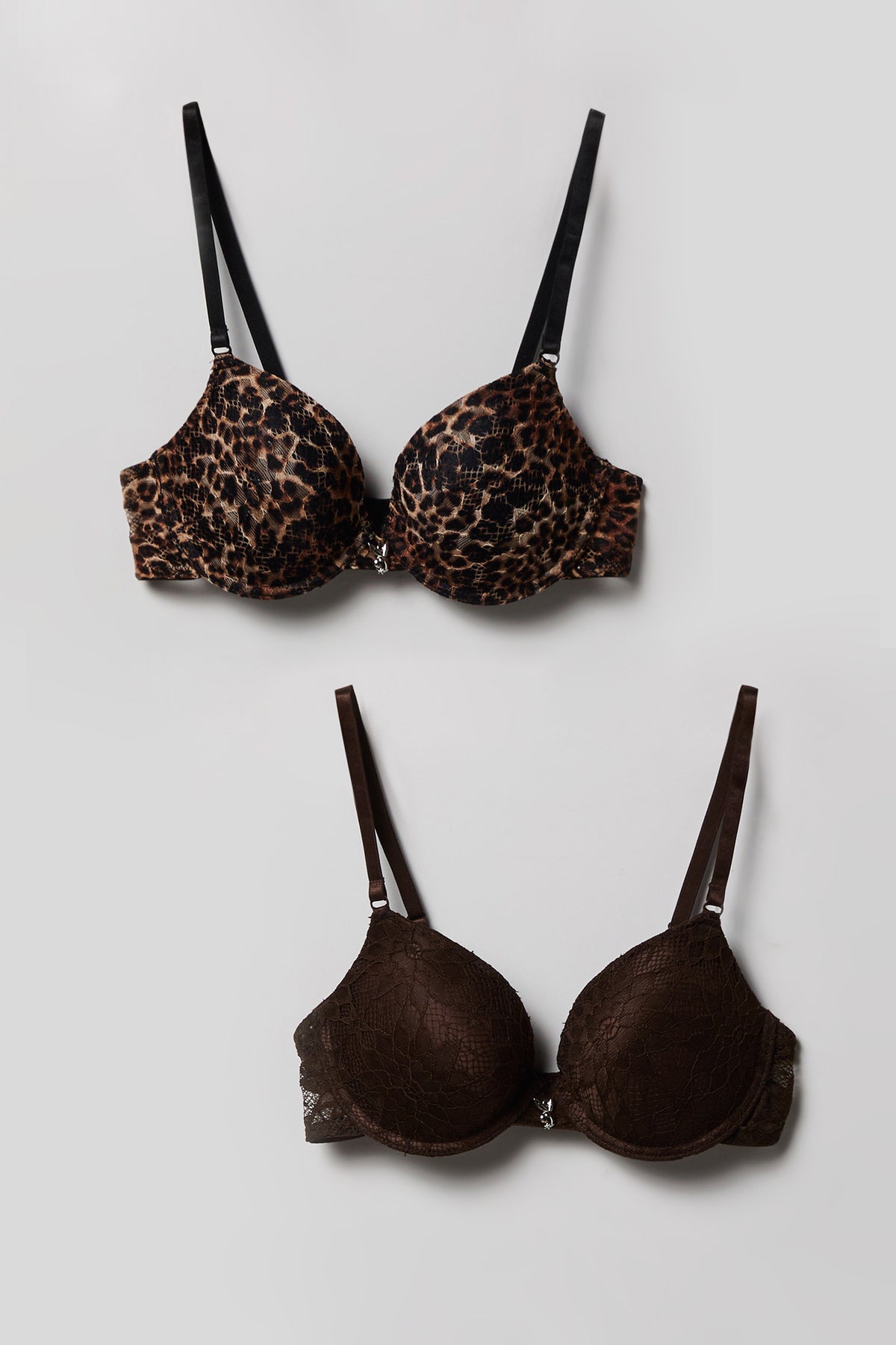 Alt View 4. Playboy Lace Push Up Bra (2 Pack) - Leopard