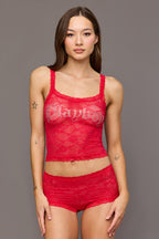 Playboy Lace Rhinestone Tank & Panty Set