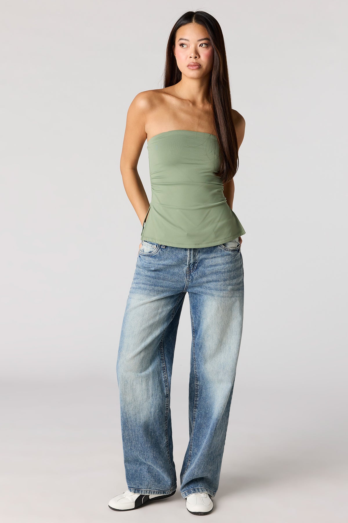 Alt View 3. Contour Tube Top - Dark Green