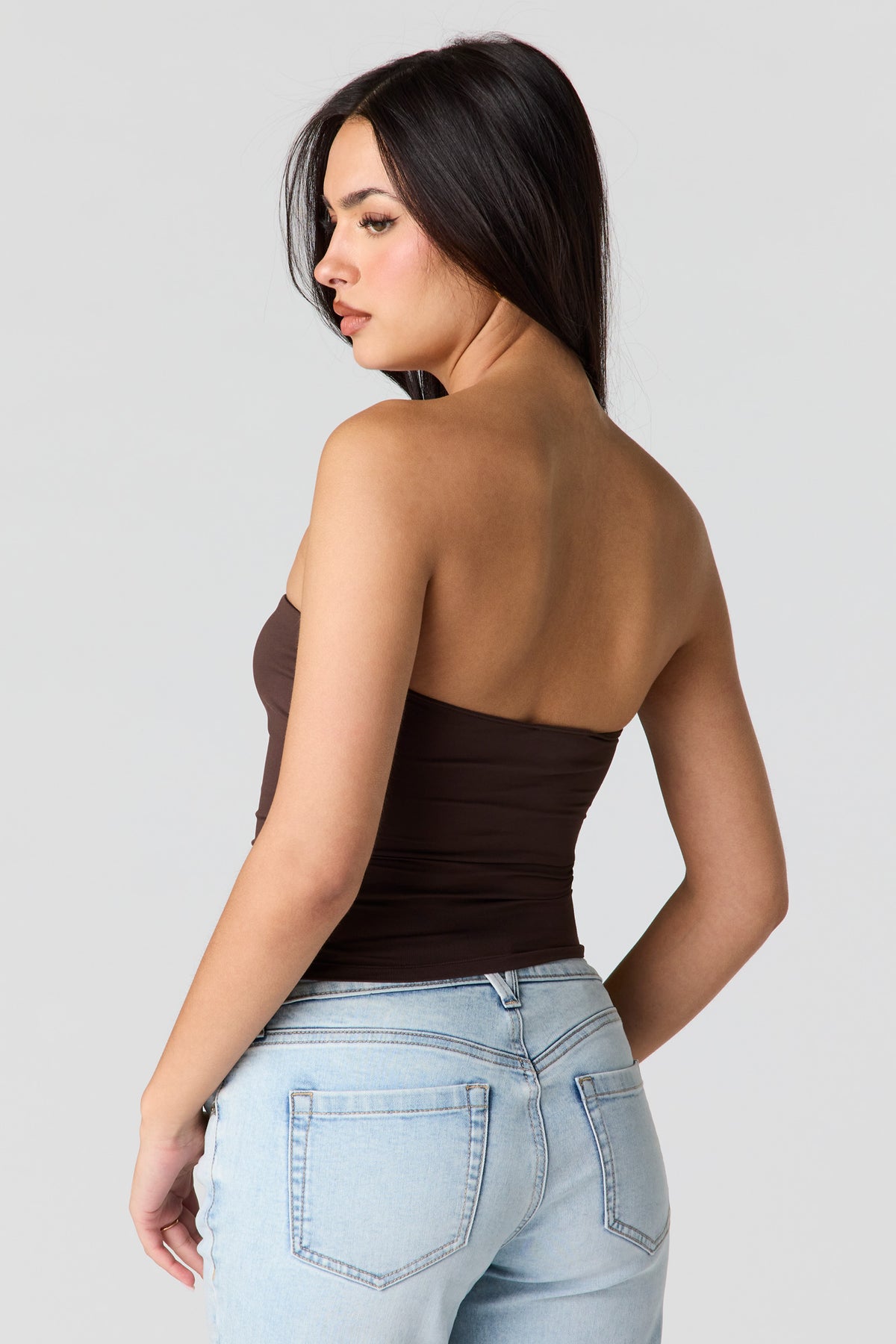 Alt View 2. Contour Tube Top - Brown