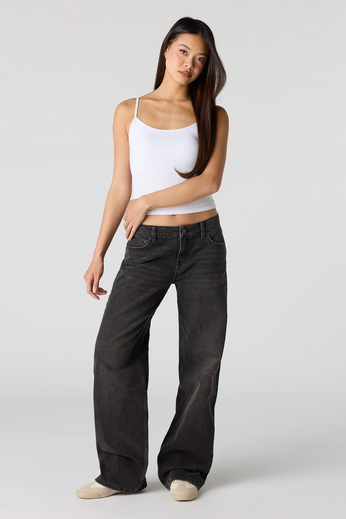 Alt View 3. Braless Ribbed Scoop Neck Tank - White