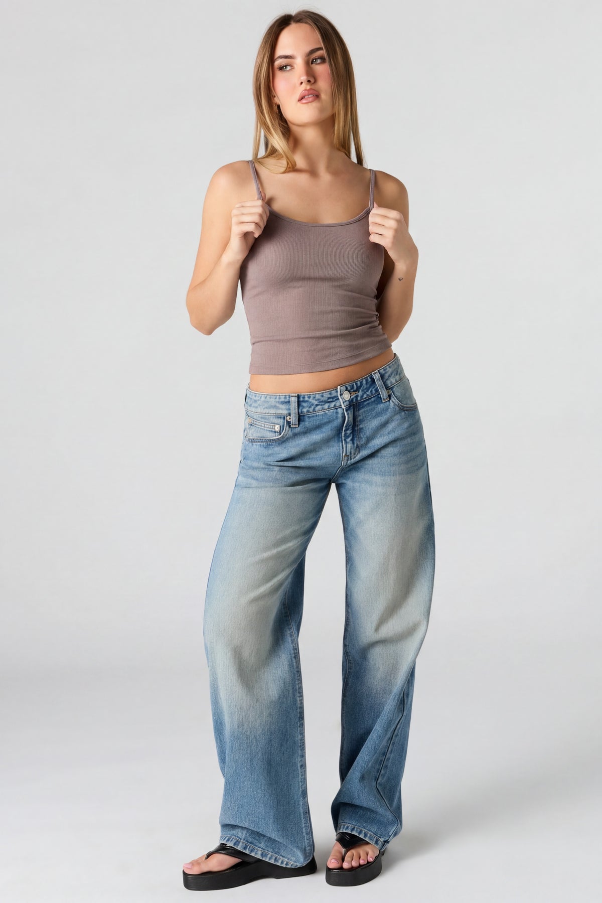 Alt View 3. Braless Ribbed Scoop Neck Tank - Taupe