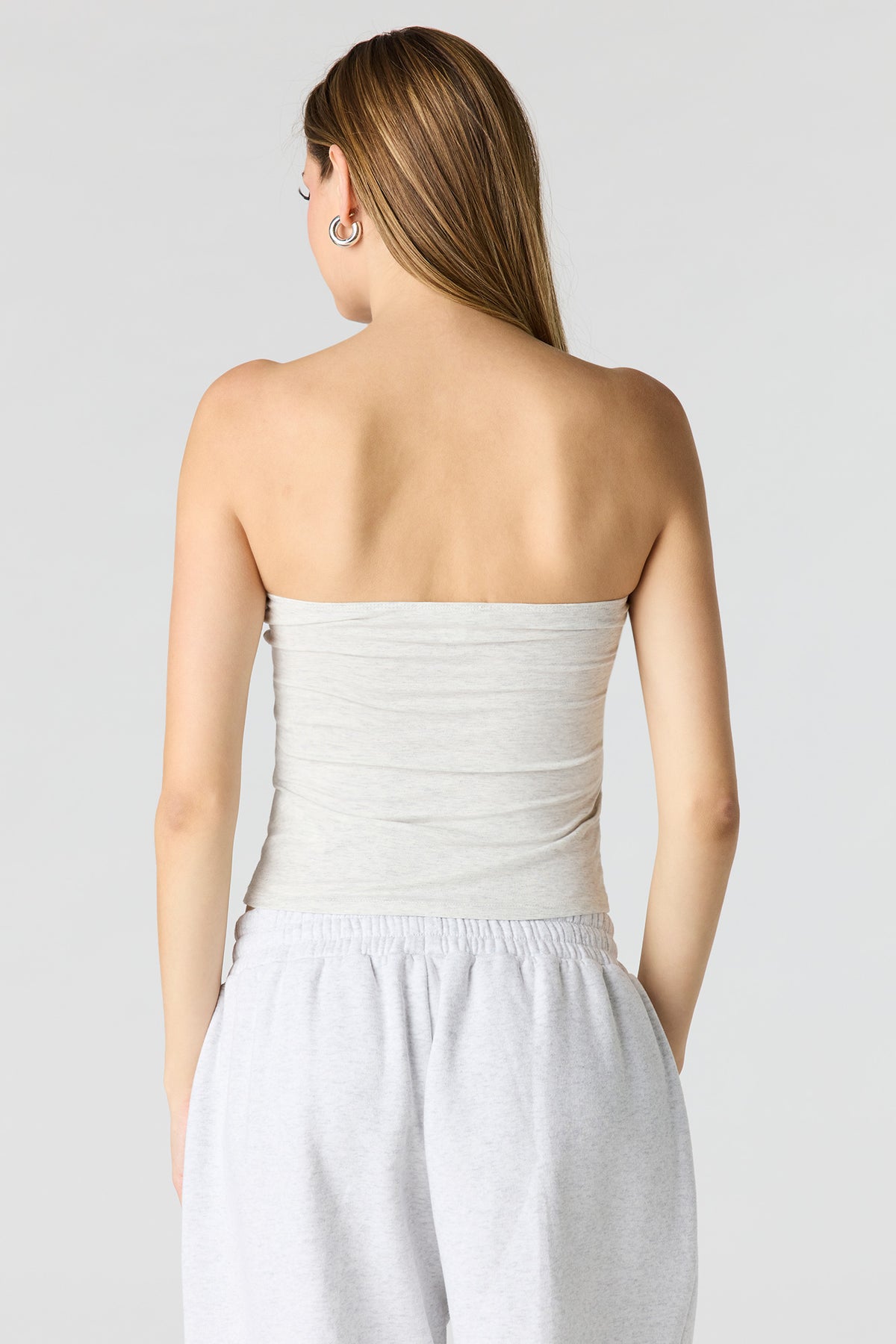 Alt View 2. Soft Contour Tube Top - Heather Grey