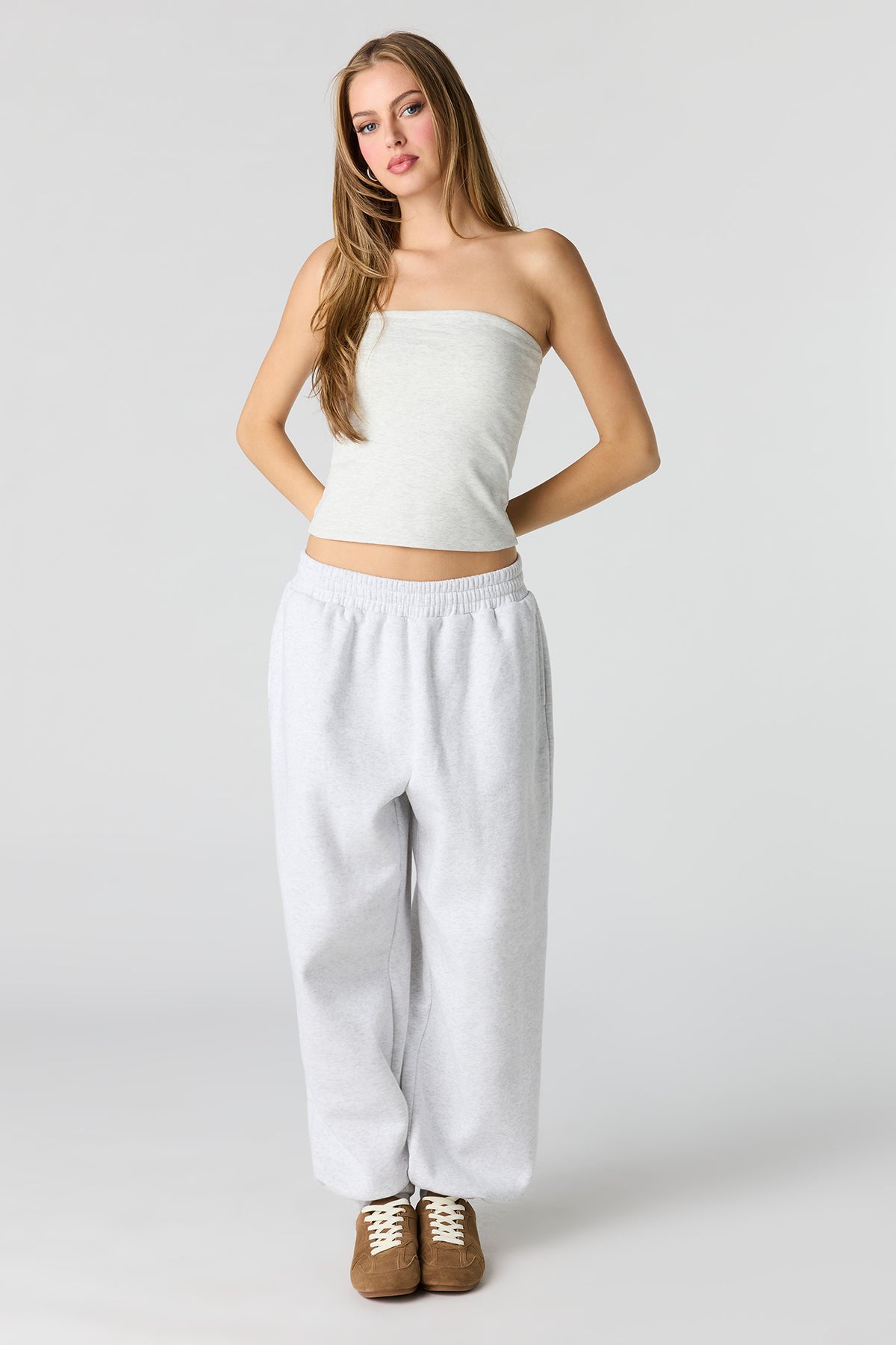 Alt View 3. Soft Contour Tube Top - Heather Grey