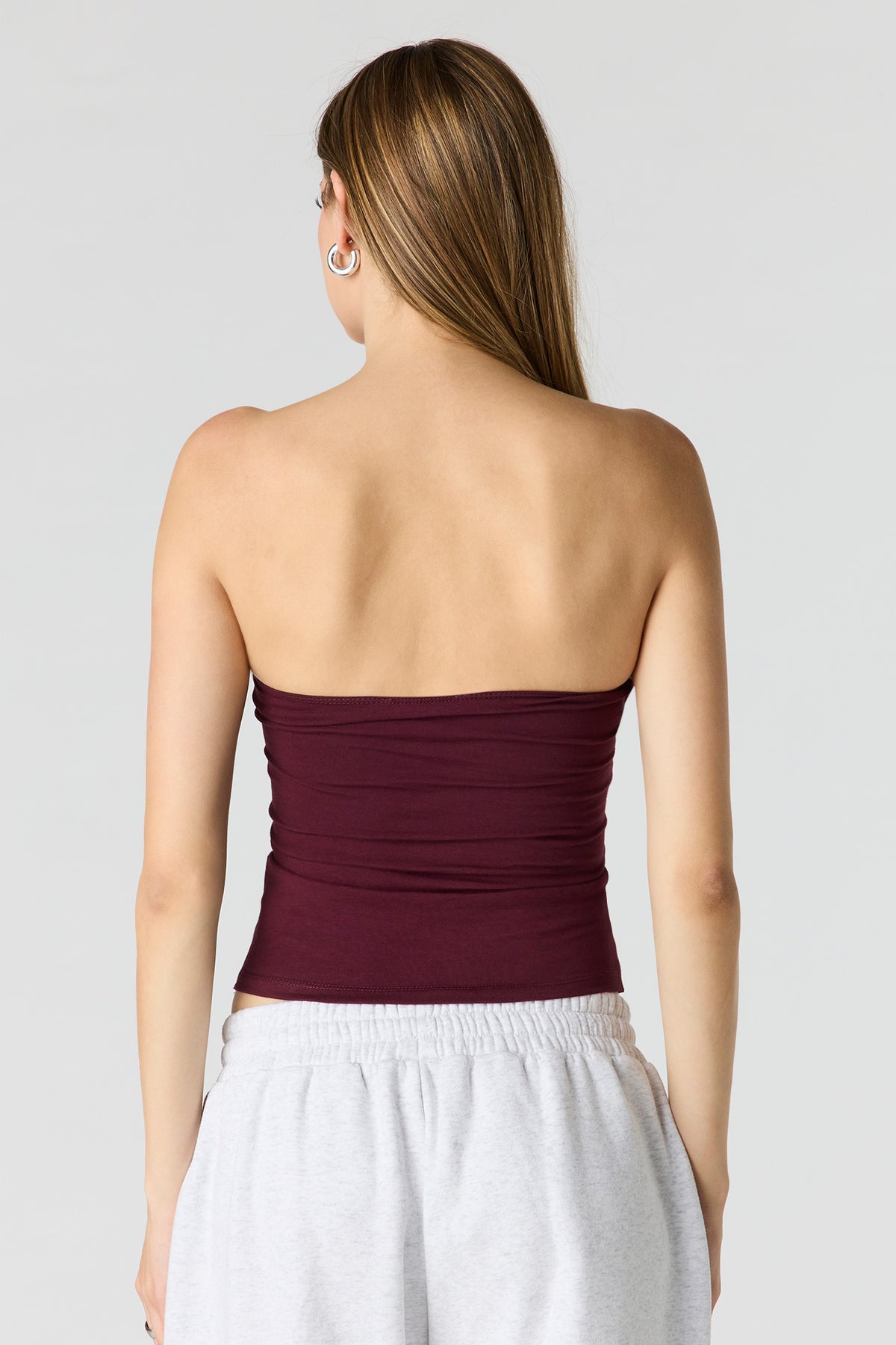 Alt View 2. Soft Contour Tube Top - Burgundy