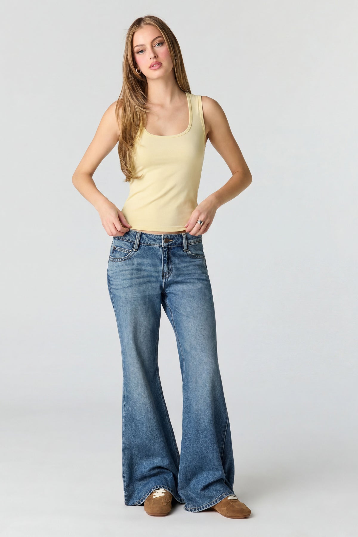 Alt View 3. Luxe Heavy Contour Scoop Neck Tank - Yellow
