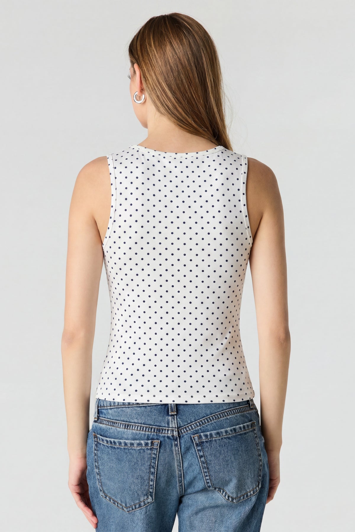 Alt View 2. Luxe Heavy Contour Scoop Neck Tank - Black with White
