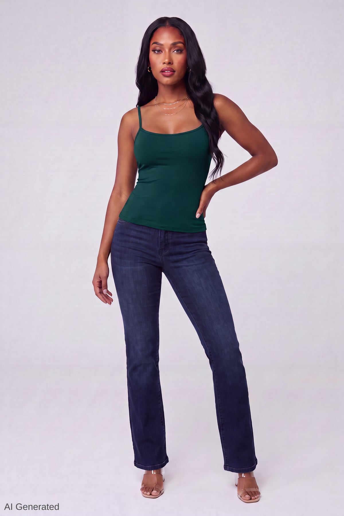 Alt View 2. Luxe Heavy Contour Cami - Hunter Green