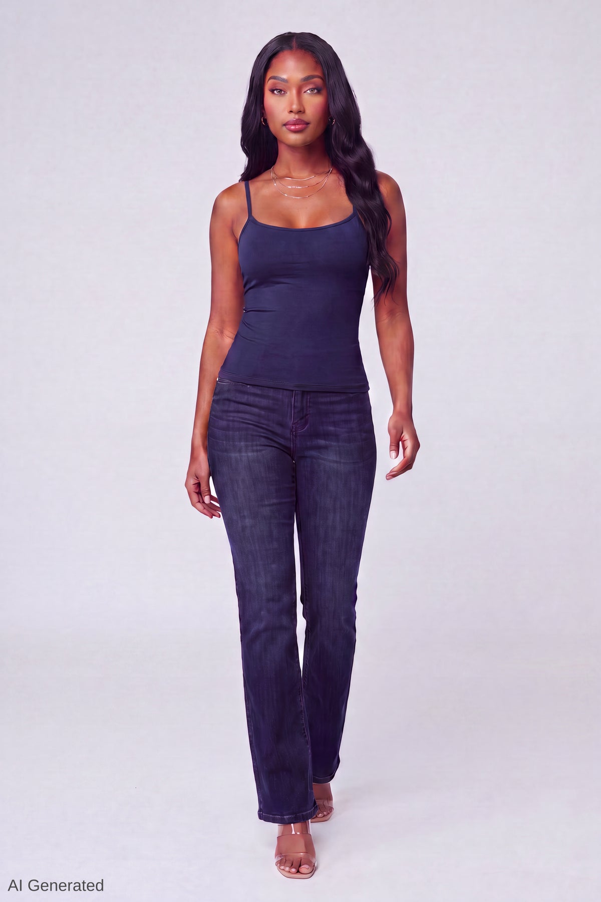 Alt View 2. Luxe Heavy Contour Cami - Navy