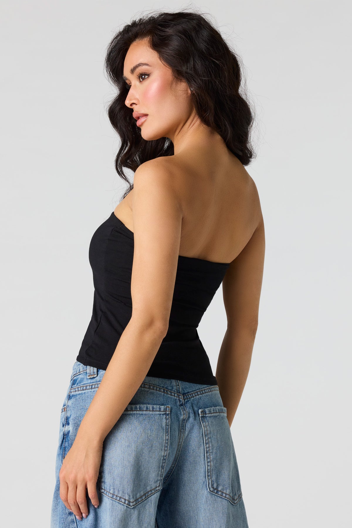 Alt View 2. Soft Contour Tube Top - Black