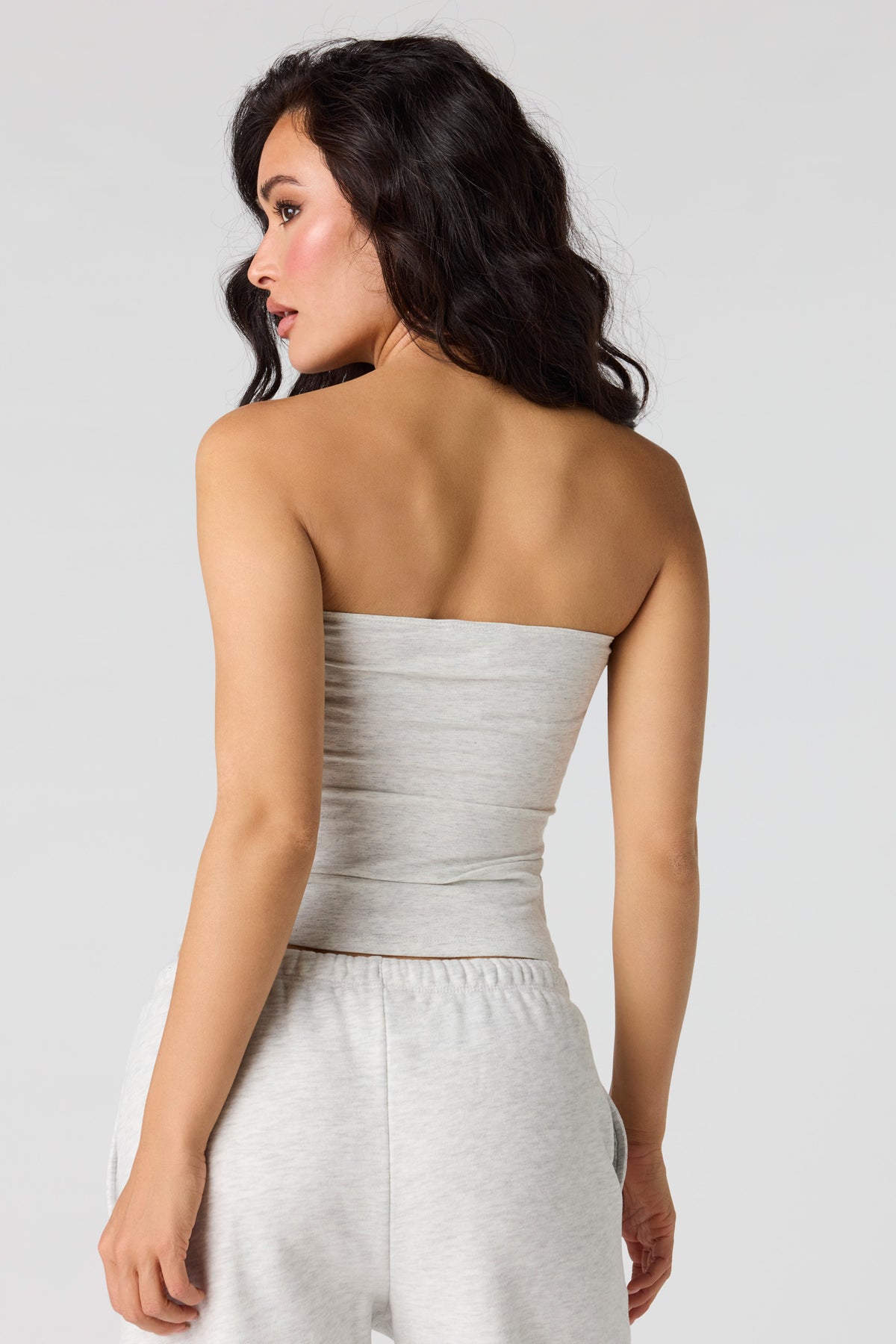 Alt View 2. Soft Contour Tube Top - Heather Grey