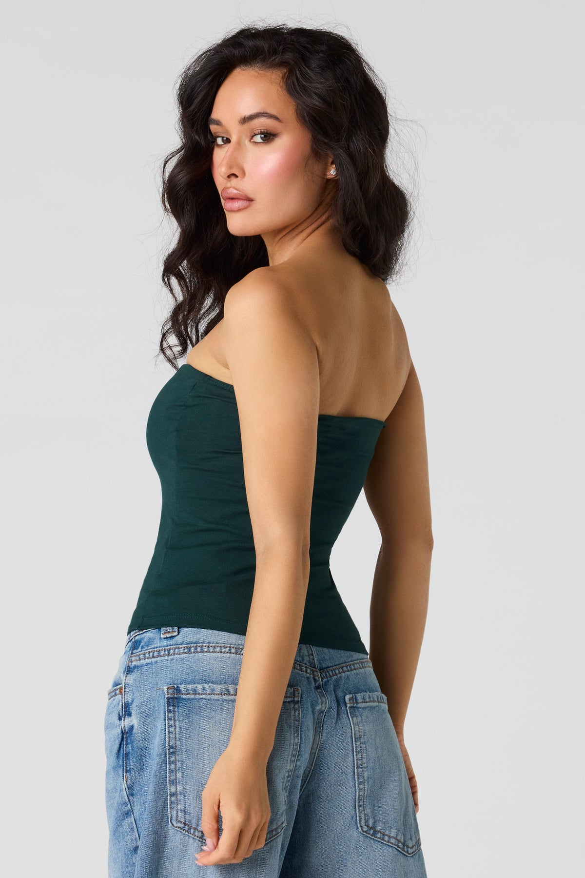 Alt View 2. Soft Contour Tube Top - Hunter Green