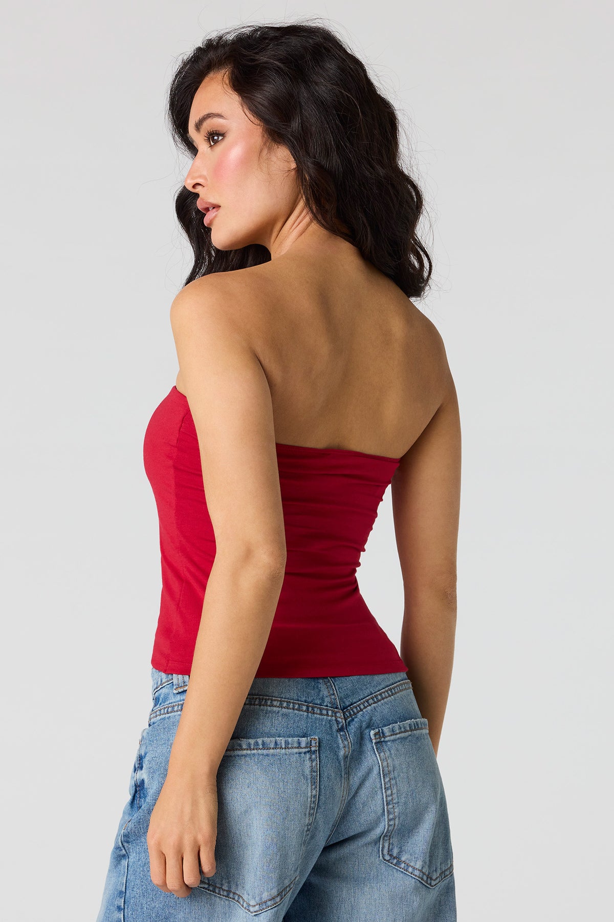Alt View 2. Soft Contour Tube Top - Red