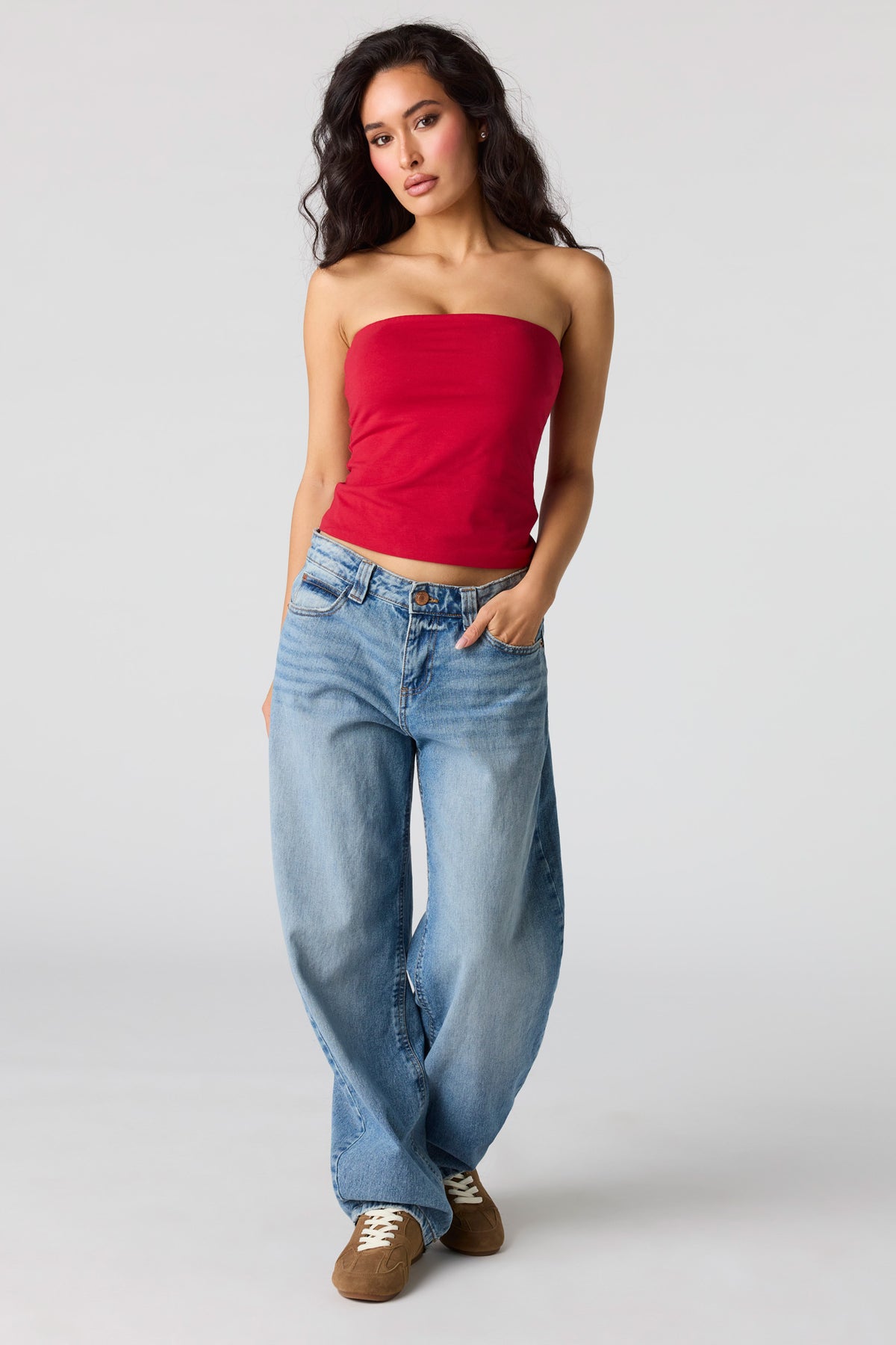 Alt View 3. Soft Contour Tube Top - Red