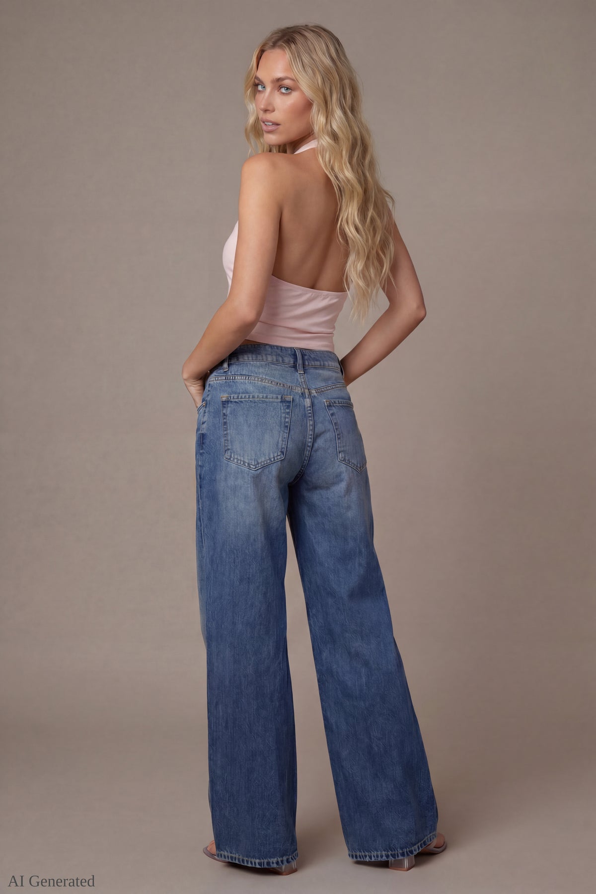Alt View 3. Soft Contour Halter Top - Light Pink - Back - Light Pink