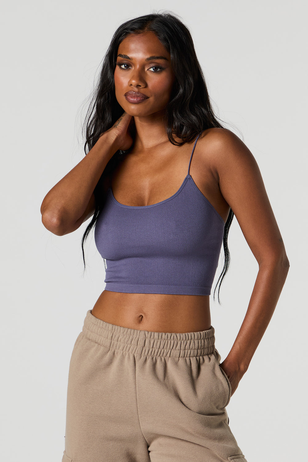 Seamless Ribbed Cropped Bungee Cami Seamless Ribbed Cropped Bungee Cami 1
