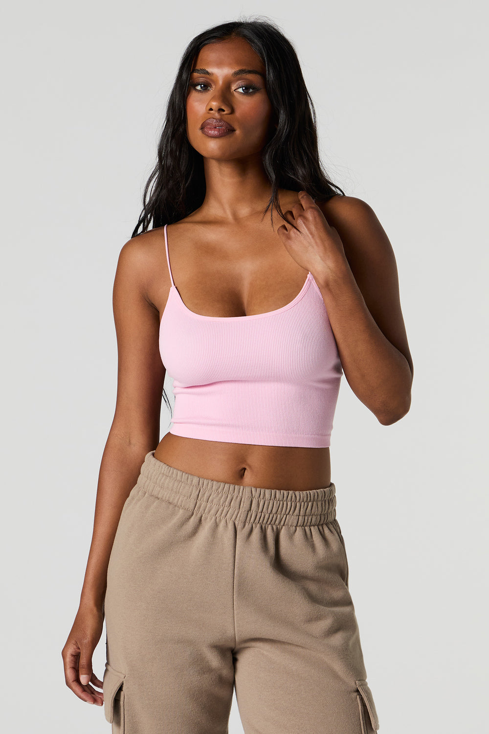 Seamless Ribbed Cropped Bungee Cami Seamless Ribbed Cropped Bungee Cami 16