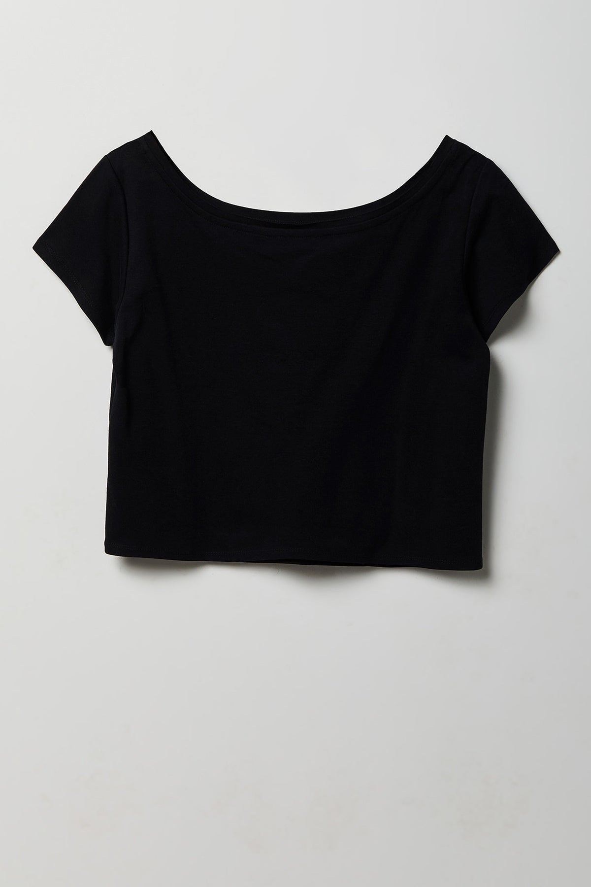 Luxe Heavy Cotton Off Shoulder T-Shirt - Black