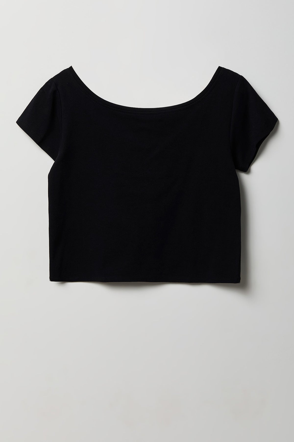 Alt View 2. Luxe Heavy Cotton Off Shoulder T-Shirt - Black