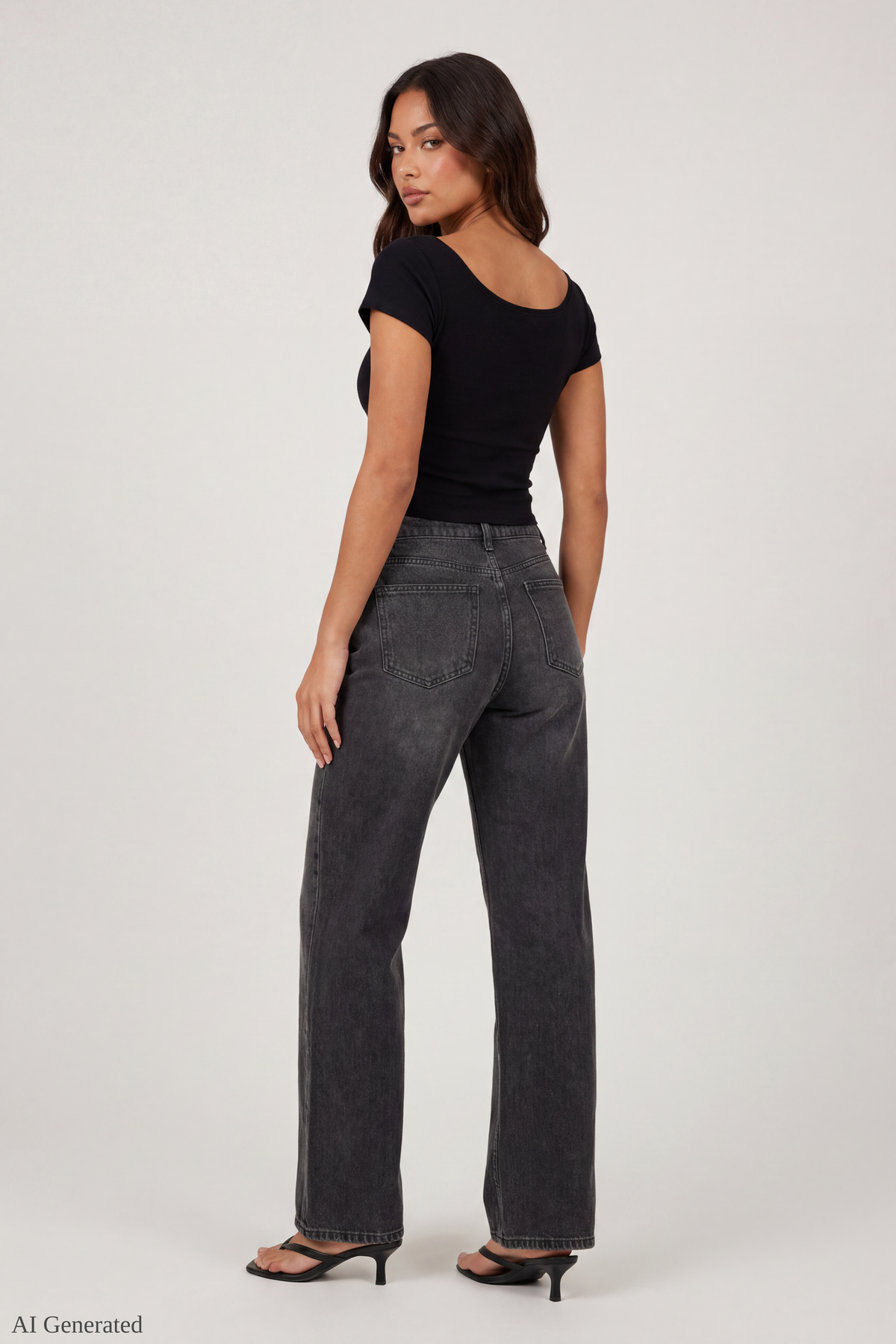 Alt View 3. Luxe Heavy Cotton Off Shoulder T-Shirt - Black